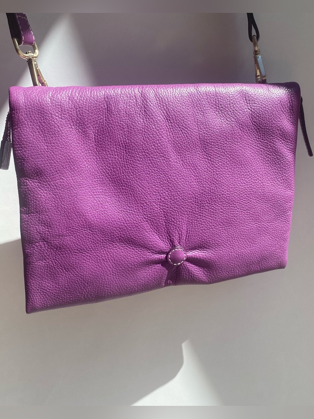 J. Jill purple pebbled leather crossbody purse handbag fun summer pop of color